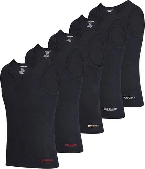 True Religion Men's Ribbed Cotton Tank Top Pack of 5