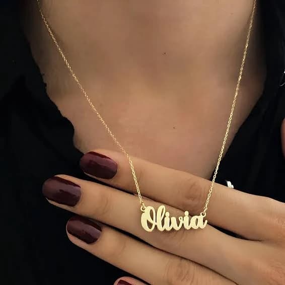 14K Solid Gold Cursive Name Necklace