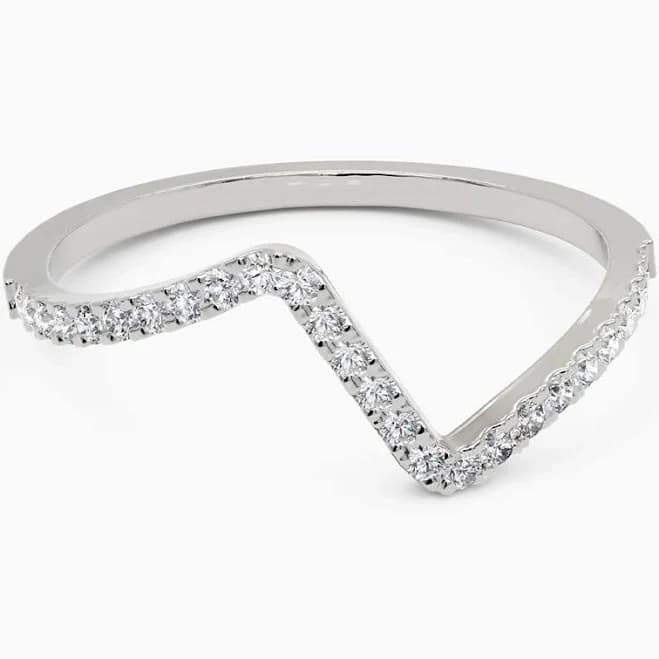 Mayamila 14K White Gold Fancy Zig Zag Pave Diamond Wedding Ring Band