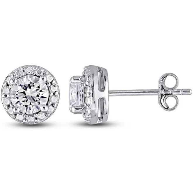 Sterling Silver Lab-Created Sapphire Stud Earrings