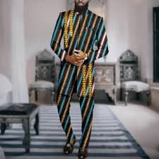 African Suits for Men Slim Fit Embroidery Print Blazer and Pants 2 Piece Set Formal Suit Dashiki Outfits 627 Small at Amazon Men's Clothing store