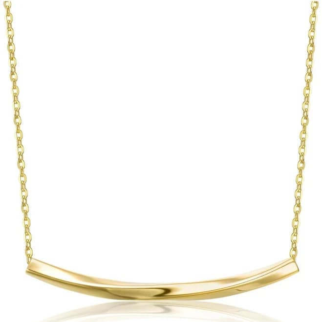 Rachel Glauber Sterling Silver 14K Gold Plated Sleek Bar Necklace