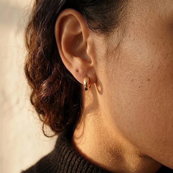 18K Gold Plated Minimalist Chunky Hoop Earrings