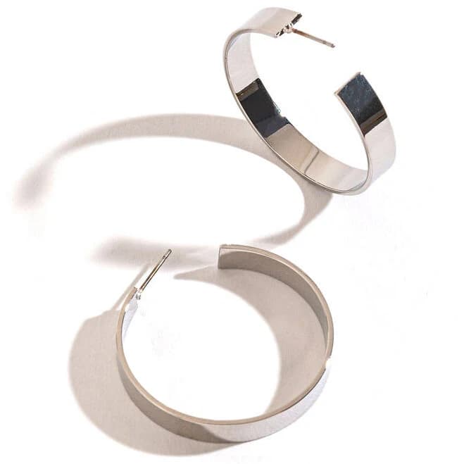 Howard's Women's Large Flat Hoop Silver Earrings
