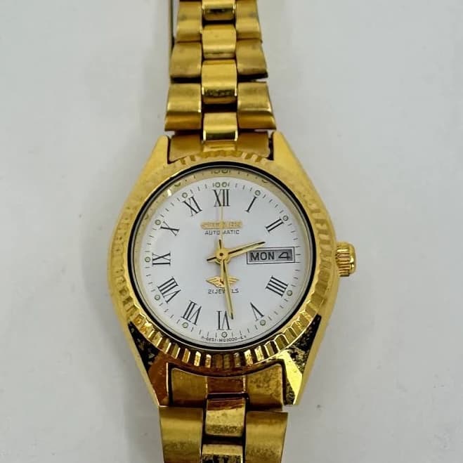 Citizen Automatic Fluted Bezel Day Date Gold Tone Watch 26.6mm Men’s -