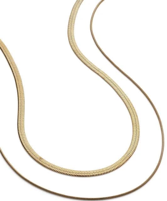 14K Gold Herringbone Snake Chain Necklace