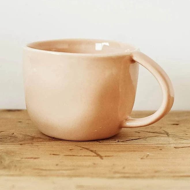 Barton Croft Sunrise Pink Stoneware Mug with Hammered Texture, 10cm Diameter, Dishwasher & Microwave Safe