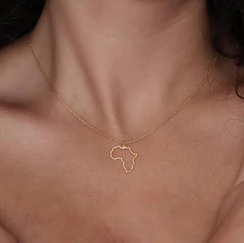 14K Gold Africa Map Necklace