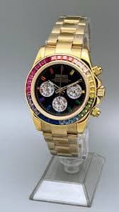 Custom Built Seiko Mod Yellow Gold Rainbow Daytona Homage Watch