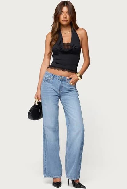 Edikted Women's Holly Low Rise Straight Leg Jeans