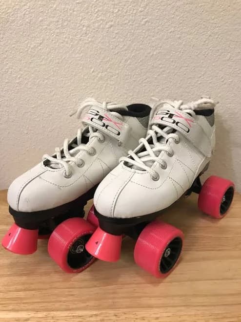 White Pacer Mach-5 Gtx500 Quad Speed Roller Skates With Pink Wheels