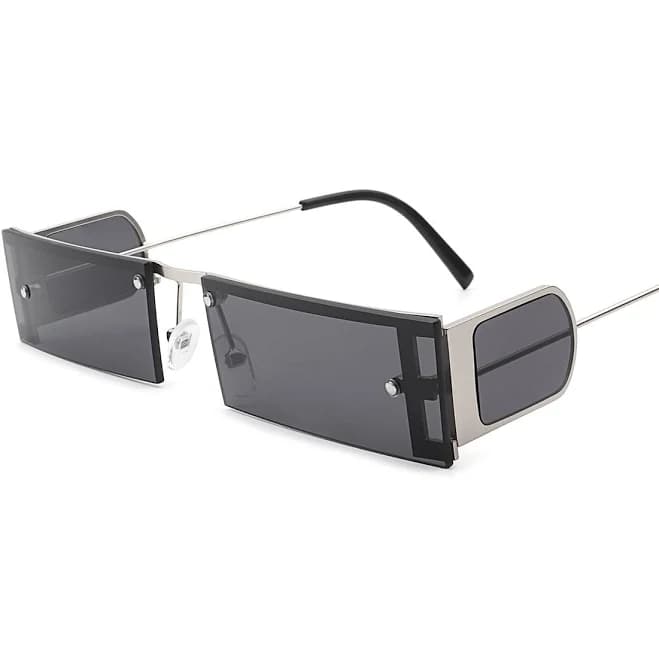 Loro Rectangle Retro Narrow Slim Flat Top Tinted Sunglasses