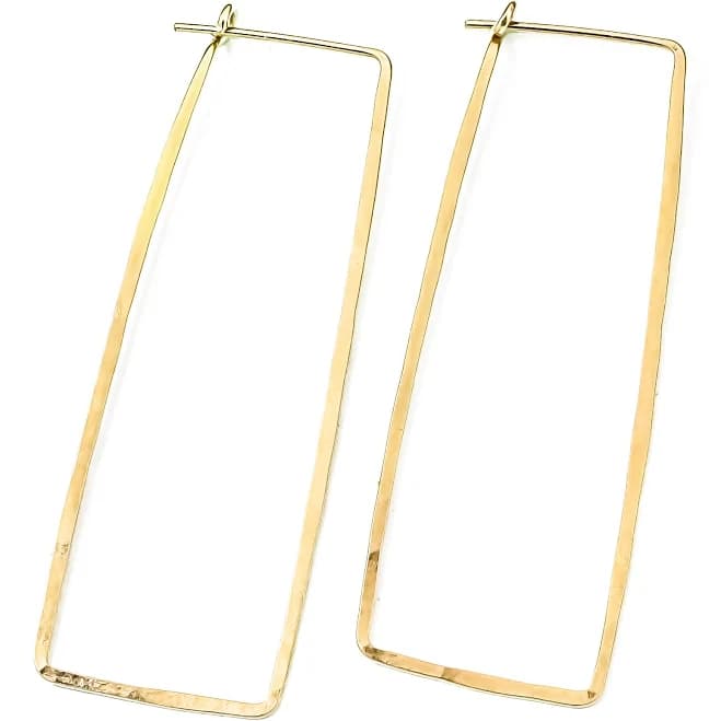 Thin Hammered Hoop Earrings, Elegant Geometric Solid Sterling Silver, Gold Filled, and Rose Gold Filled; for Women by Lotus Stone Jewelry