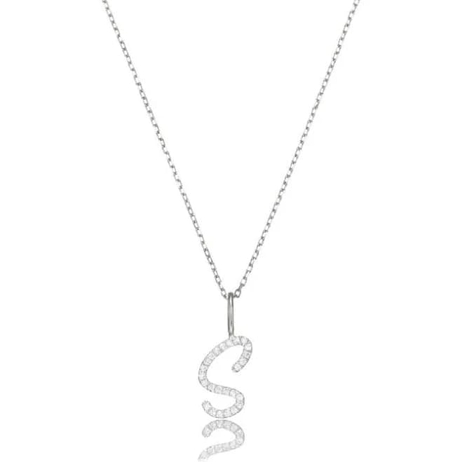 Diamond Curve Initial Letter Necklace