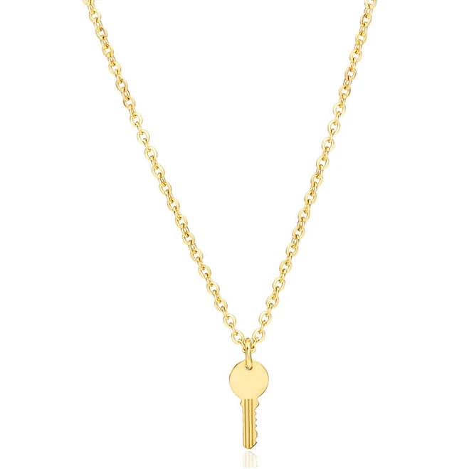 Women's Engraved Gold Key Charm Necklace