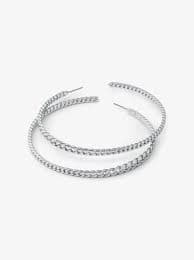 Precious Metal-Plated Brass Curb Link Hoop Earrings in SILVER | Michael Kors [LV]