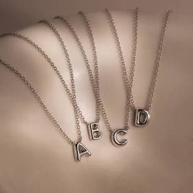 Caitlyn Minimalist Dainty Sterling Silver Bubble Letter Initial Necklace