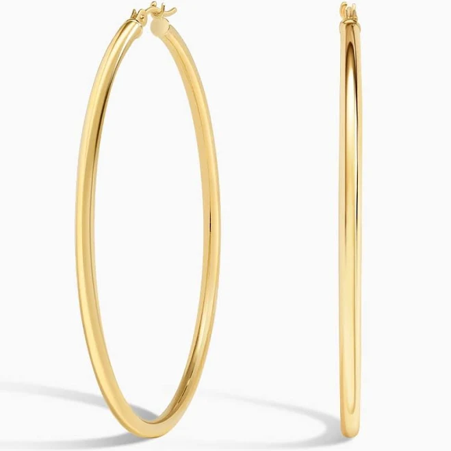 14K White Gold Large Perfect Hoop Earrings