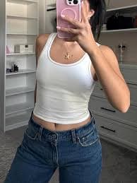 Danysu Women Cotton Rib Tank Top with Built in Bra Square Neck Crop Tank Fitted Basic Tops Angel White XS at Amazon Women's Clothing store