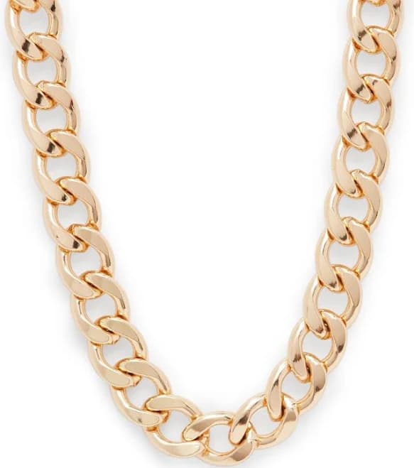 AQUA Hammered Nugget & Chain Link Necklace