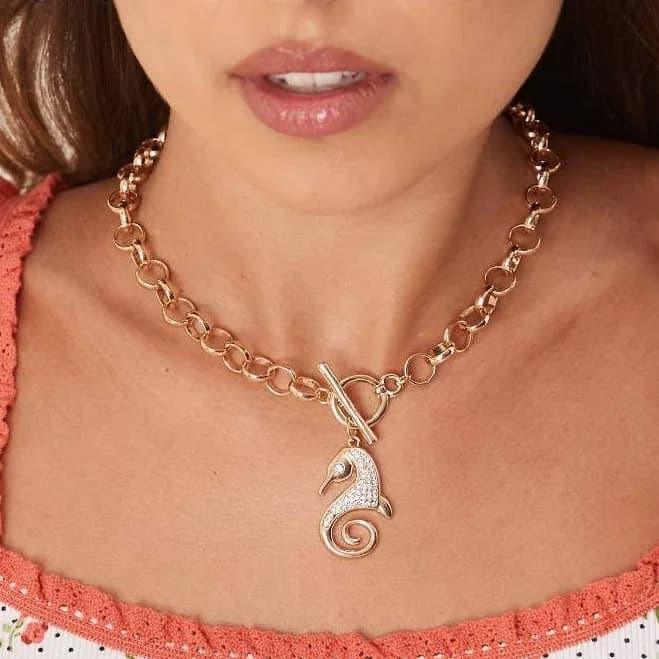 ASOS T-Bar Seahorse Pendant Necklace