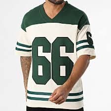 Ikao - Oversize V-neck Tee Shirt 097 Beige Dark Green - Ryses
