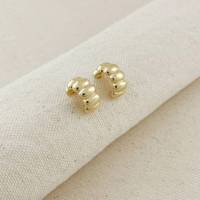 18K Gold Filled Scalloped C-Hoop Earrings