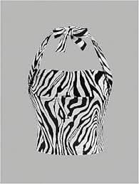 Amazon.com: SOLY HUX Girl's 2 Piece Halter Tank Top Leopard Print Ruched Tie Backless Sleeveless Y2k Tops Black and White Zebra 8Y: Clothing, Shoes & Jewelry