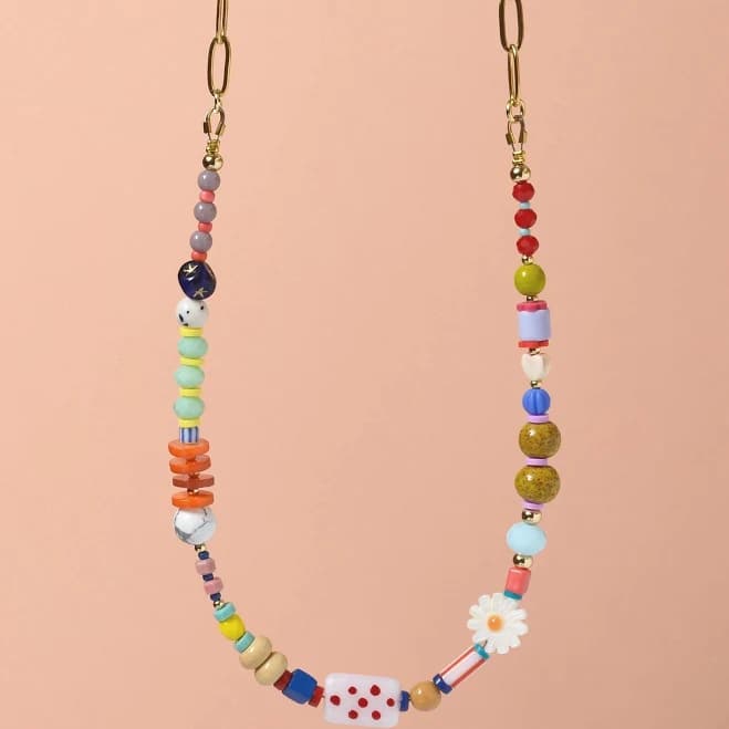 Chunky Beaded Clip Chain Necklace