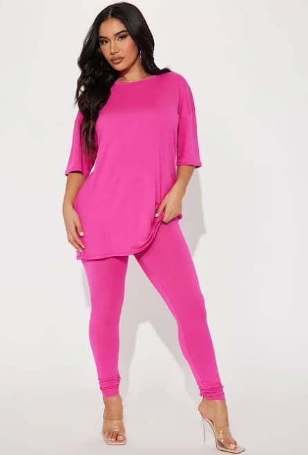 Fashion Nova Short Sleeve T-Shirt Leggings Pant Set