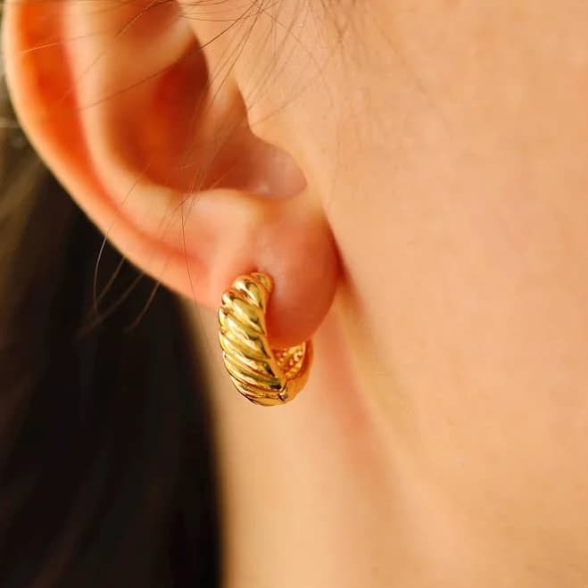 14K Gold Plated Waterproof Chunky Hoop Earrings