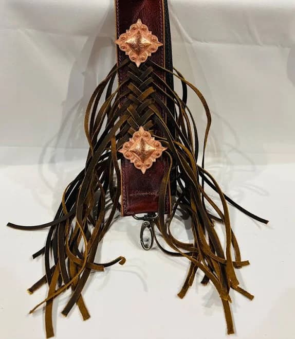 Western Leather Concho Fringe Purse Strap
