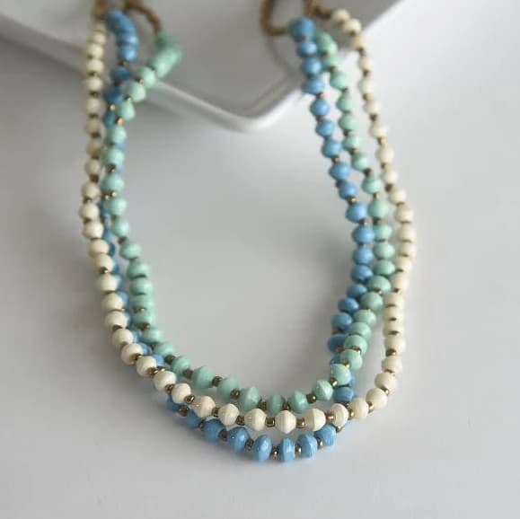 Long Layered Rainbow Beaded Necklace