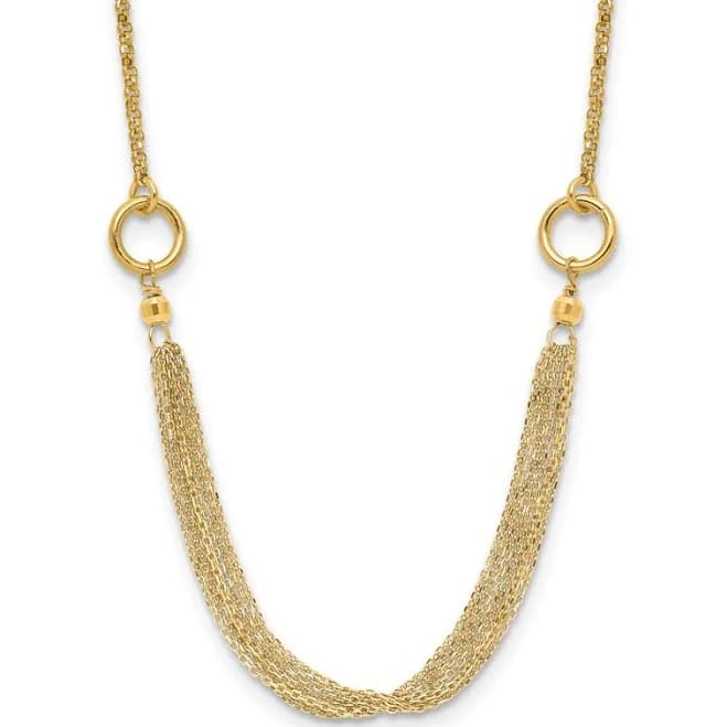14k Yellow Gold Multi-strand Accent With 1in. Ext. 17 In Necklace