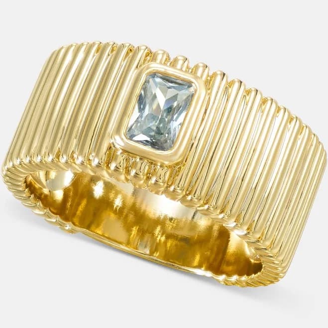 INC International Concepts Women's Cubic Zirconia Textured Band Ring