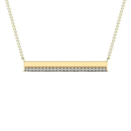 14K Solid Gold Minimalist Diamond Skinny Bar Necklace