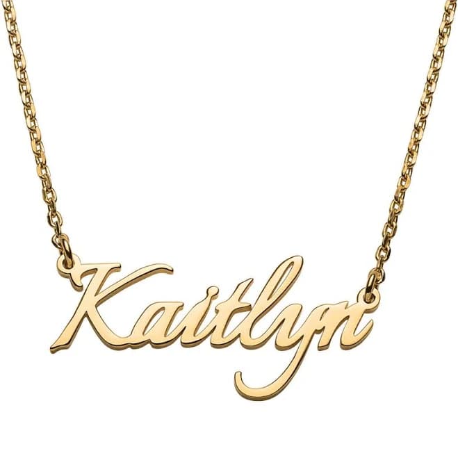 14K Gold Over Sterling Petite Fancy Script Necklace