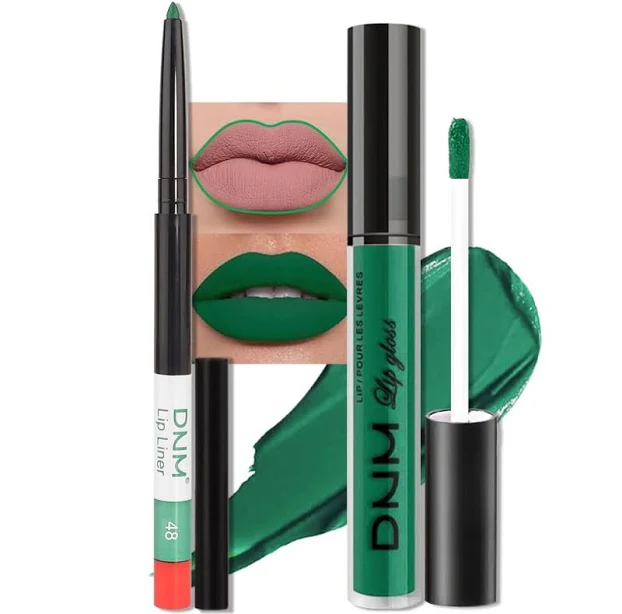 Evpct 2pcs Emerald Forest Green Matte Liquid Lipstick Lip Gloss Stain
