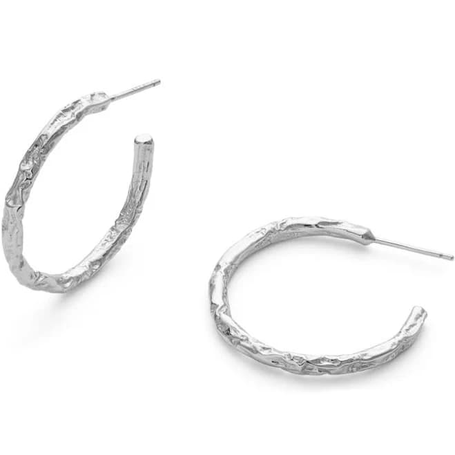 Women's elk & bloom Sterling Silver Thin Hoop Earrings