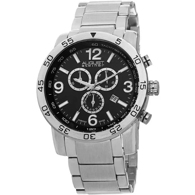August Steiner Men's Swiss Quartz Chronograph Tachymeter Watch