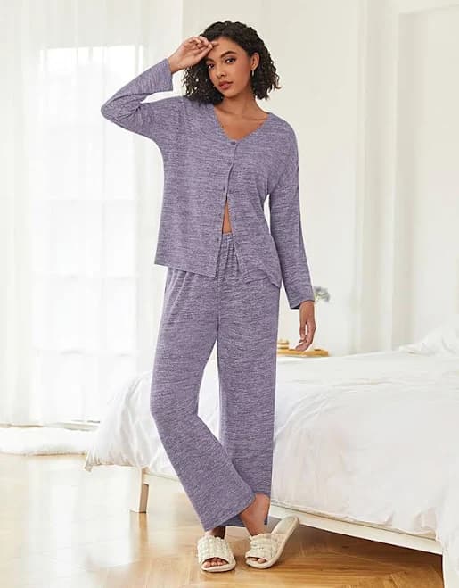 Soft Ribbed Knit Lounge Set