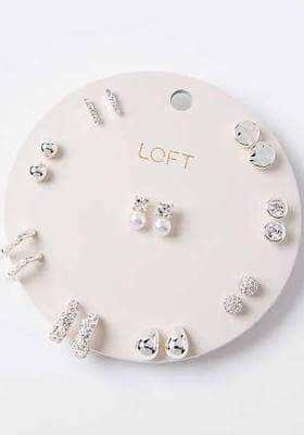 Loft Women's Pearlized Sparkle Stud Earring Set