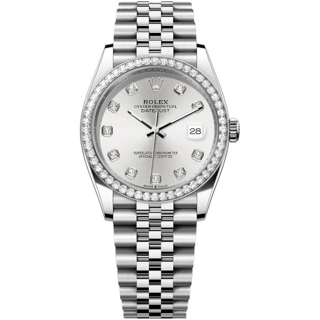Rolex DateJust 36mm Jubilee-Silver Dial-Diamond Bezel 1.50ct - Watches | Mr. Alex Jewelry