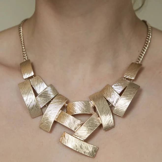 Women's Rectangle Gold Choker Necklace