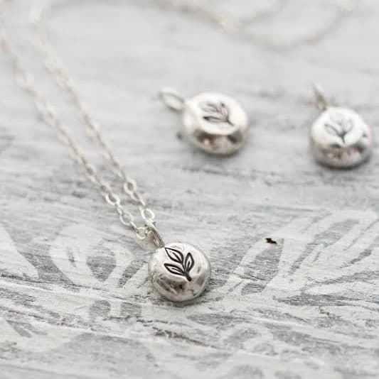 Minimalist Floral Leaf Charm Necklace