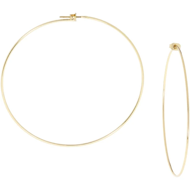 Marlyn Schiff 14K Gold Plated Sterling Silver Large Thin Hoop Earrings