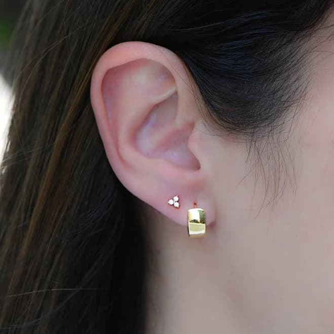 Minimalist Gold Chunky Huggie Earrings