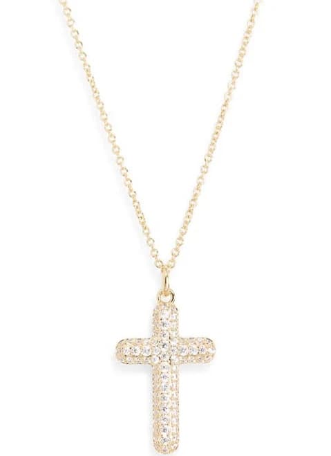 Nadri Women's Crushed Cross Pendant Necklace