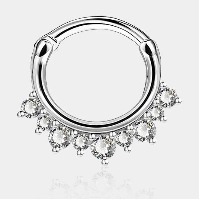 14G-16G Stainless Steel CZ Septum Ring