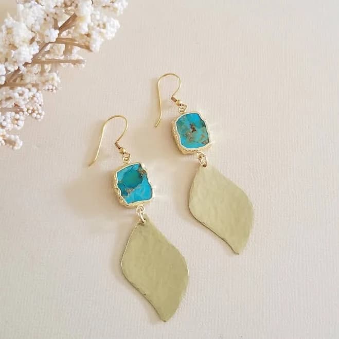 Boho Turquoise Petal Dangle Earrings